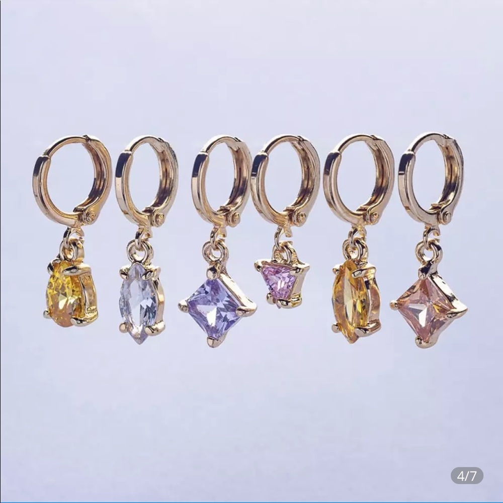 Set of 6 Golden Small Studs Earrings